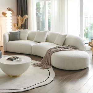 Canapé sectionnel moderne blanc incurvé en tissu, <span class=keywords><strong>2</strong></span> places, rembourré, pour bureau et appartement, vente en gros - Product Image 3