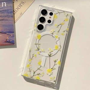 INS เคสชาร์จไร้สายมีแม่เหล็กสีใสลายดอกไม้สำหรับ Samsung S25 EDGE S24 S23 FE S22 PLUS เคสโทรศัพท์หรูฝาครอบอะคริลิค - Product Image 6