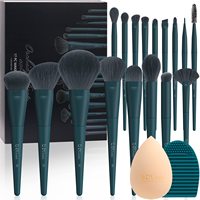 Juego de 17 brochas de maquillaje profesional, kit de herramientas de belleza, estera de limpieza, esponja de maquillaje, polvo facial, brocha para sombra de ojos, juego de brochas de maquillaje