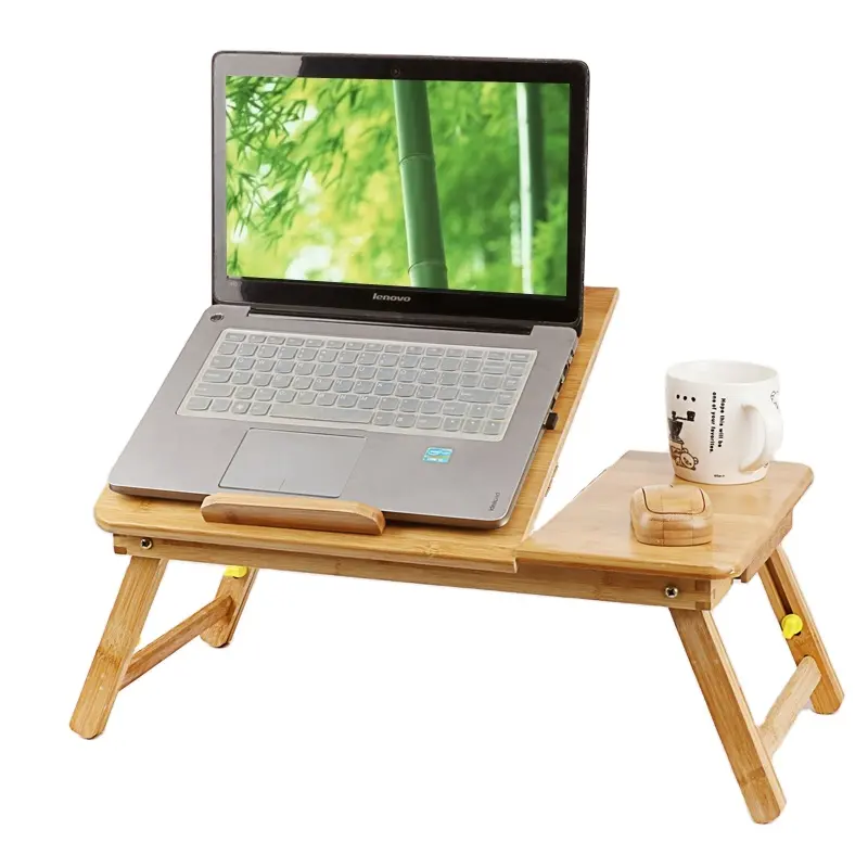 Özel bambu bilgisayar yatak masası çok fonksiyonlu ahşap katlanır dizüstü bilgisayar masası ucuz fiyat ile