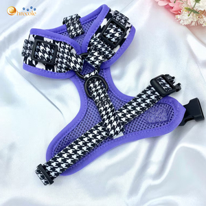 Arnés y Correa para Perros Pequeños, Diseño Personalizado a Cuadros, con Logotipo Personalizado, Sin Tirones, Accesorios para Mascotas, Venta al por Mayor - Product Image 2