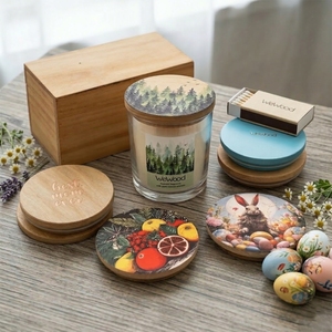 Tapa de Madera Personalizada WeWood de Vietnam con Diseño Artístico de Lujo para Velas Aromáticas - Product Image 5
