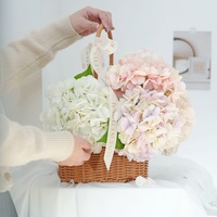 Bunga Hydrangea Sutra Realistis Kelas Atas, Hiasan Meja Modern, Biru Muda Putih, untuk Natal dan Hari Valentine