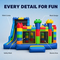 Château gonflable commercial en PVC pour enfants, avec toboggan intégré, idéal pour les fêtes