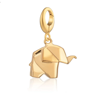 Colgante de elefante origami para mujer, de plata S925 chapada en oro, diseño geométrico de animal, regalo de fuerza y sabiduría, joyería DIY con clip