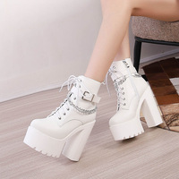 Bottines classiques rétro à boucle toutes saisons 2025 pour femmes, respirantes, imperméables, à talon épais ultra-haut