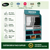 Présentoir à chaussettes autoportant personnalisé pour boutique de vêtements, magasin de prêt-à-porter, supermarché – Logo personnalisé, montage facile