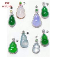 Pendentif en Jade Émeraude Naturel, Or 18K de type A incrusté, avec motifs Ruyi, Ping An, Bouddha, Fu, Melon & Haricots, et anneau porte-bonheur, effet glace