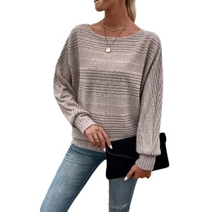 2025 abbigliamento da donna transfrontaliero per la stazione indipendente di Amazon nuovo stile autunno inverno Top t-shirt Pit Neck <span class=keywords><strong>Bat</strong></span> - Product Image 5