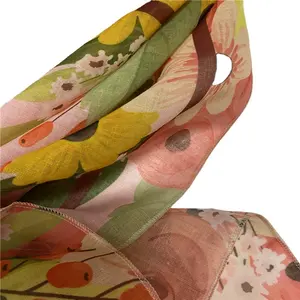 custom printed good finishing bawal cotton voile square scarf