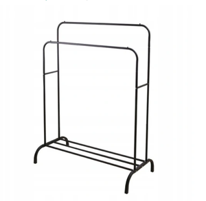 Riel para ropa, estante para ropa, Riel de ropa de metal de doble riel, riel para ropa resistente con estante inferior para abrigos - Product Image 6