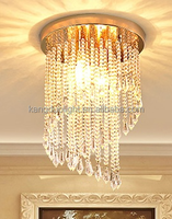 Plafonnier LED moderne de luxe en acier et cristal, à montage en surface, pour salon, couloir, entrée