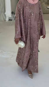 Robe <span class=keywords><strong>maxi</strong></span> Abaya de luxe Mexizo brodée et perlée pour femmes musulmanes, robe de soirée islamique modeste de Dubaï - Product Image 6