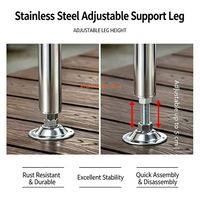 Système de terrasse modulaire surélevée WPC à emboîtement, terrasse extérieure co-extrudée avec quille en acier inoxydable et pieds de support réglables