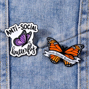 Pin de Esmalte de Mariposa Antisocial, Accesorio Divertido y Sarcástico para Introvertidos, Broche Único para Mochila, Chaqueta y Sombreros - Product Image 2