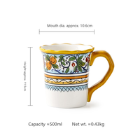 Service de table en céramique majolique peinte à la main, 4 pièces, motif floral oiseau bleu, pour usage quotidien, service de fruits et de café, ensemble complet