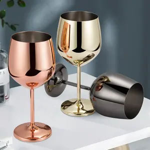 Customizable gold 304 Stainless Steel Red Wine Glass metal Whiskey Goblet Table Champagne Cup For Party