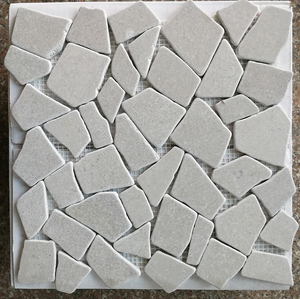 Mosaïque de carreaux de marbre vert d'Inde, galets de marbre de 12x12, marbre poli, monté sur filet, pour le <span class=keywords><strong>sol</strong></span> de la <span class=keywords><strong>douche</strong></span> - Product Image 5