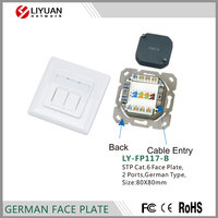 LIYUAN Ly-FP117 Multicolore CAT6A Type Allemand STP 2 ports RJ45 Connecteur de câble réseau RJ11 Compatible Telecom Parts