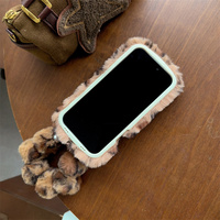 Étui de luxe en peluche léopard chaud et mignon pour l'hiver, avec support de cadre d'appareil photo, pour iPhone 18 17 16 15 14 13 Pro Max pour filles