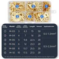 Terminal de mise à la terre exclusif transfrontalier 1050PCS/150PCS, cosses rondes de câblage de type ouvert en cuivre, fabriqué en Chine