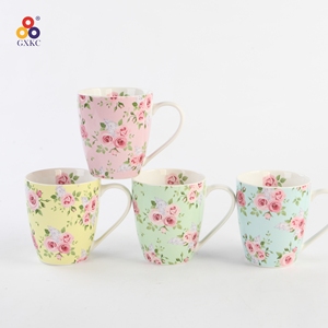 Bán Buôn 13Oz Gốm Sứ Mới Xương Trung Quốc Cốc Cà Phê Bộ Của 4 Với Xử Lý Ly Cho Pha Cà Phê Và Trà Nóng Với Đa-Màu Sắc - Product Image 4