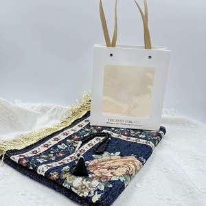 Alfombra de Oración Musulmana de Lujo, Estilo Árabe, Ramadán, Islámica, Medina, Moderna, Lavable, Plegable, Portátil, para el Hogar, con Diseño Floral, con Bolsa - Product Image 6