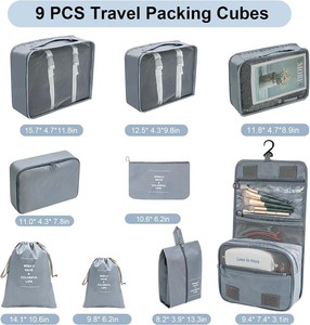 Hot Selling Luggage Organizer <b>Bags</b> Set 9pcs Packing Cubes Cosmetics Toiletries and Clothing Storage RTS Bulk Mixed Order - Product Image 2