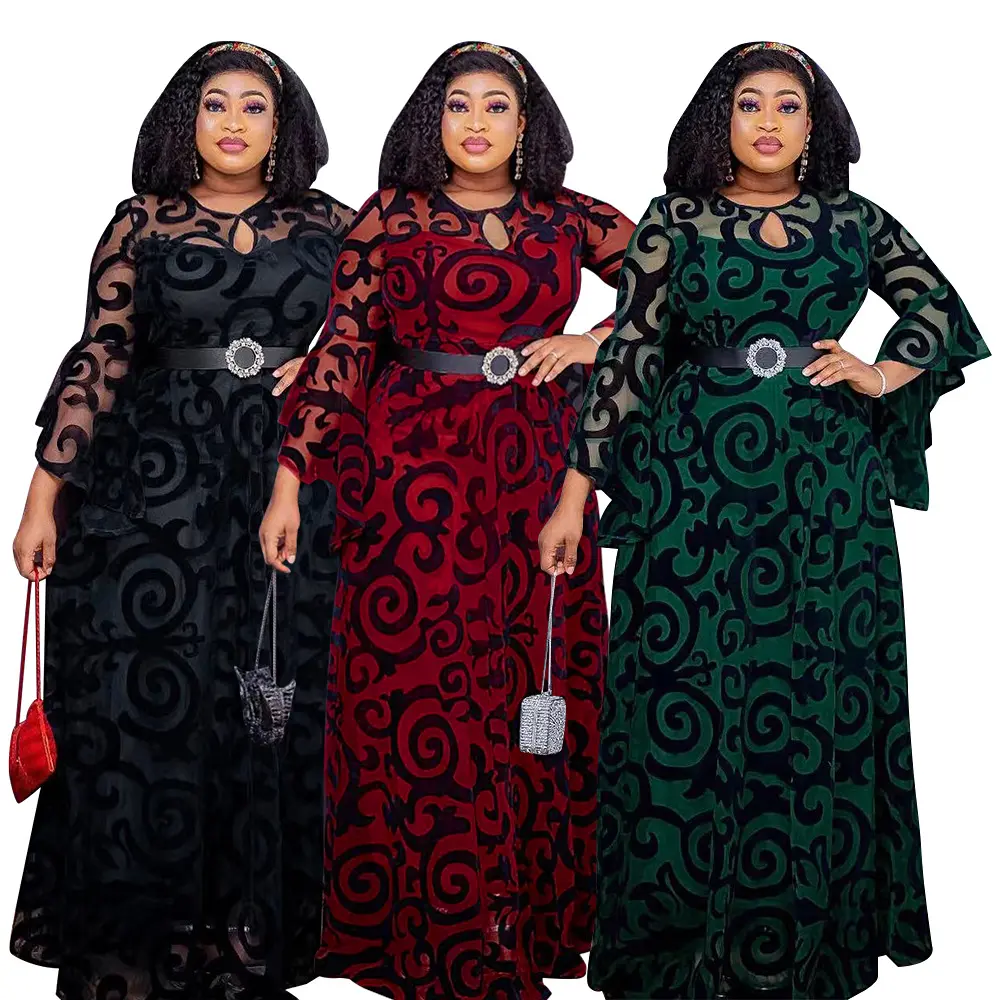 ZIYA A10L195 Top Selling African Large Chiffon Pleated Women's Clothing Dress Maxi