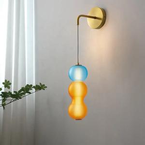 Lámpara de Pared Moderna de Diseño Europeo Nórdico, Aplique de Pared de Cobre con Diseño Elegante en Morado Niebla y Azul, Lámpara de Pared de Vidrio para Dormitorio - Product Image 6