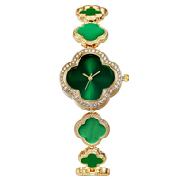 Bracelet montre pour femme tendance, design pétale de trèfle à quatre feuilles, quartz, montre-bracelet pour femmes