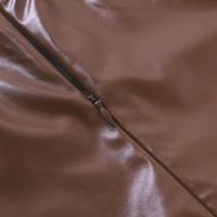Großhandel Street Solid Suspender V-Ausschnitt Riemchen Spaghetti träger Leder Bodycon Real Tight Pu Brown Club Cami Plain Sexy Kleid