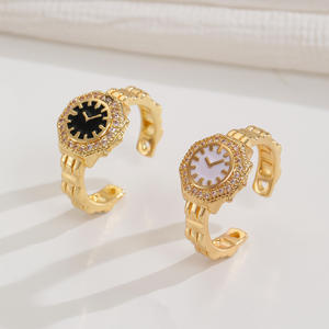Anillos de reloj de oro con sentido de gama alta, anillo de apertura chapado en oro de 18 quilates de cobre, accesorio de personalidad de nicho de puntero de moda - Product Image 3