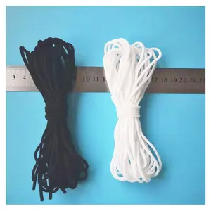 Flat Elastic Cord Rayon 2.8mm 4mm 5mm White Band And Black Stretch Braided Polypropylene Cords For Macrame