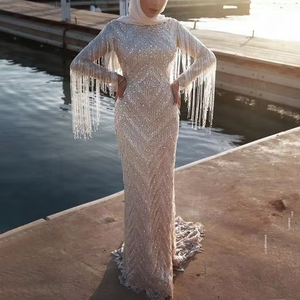 Robe de soirée de luxe sirène longue jusqu'au sol, élégante robe brodée de cristaux pour mariage et soirée - Product Image 4