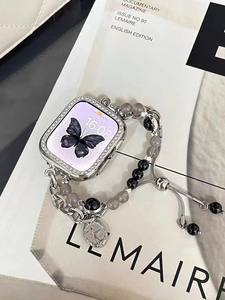 Bracelet de montre en métal pour <span class=keywords><strong>Apple</strong></span> <span class=keywords><strong>Watch</strong></span> pour Iwatch87se, <span class=keywords><strong>pendentif</strong></span> sirène à la mode, cristal, perle, haut de gamme - Product Image 2