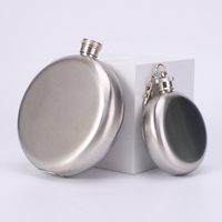 Gourde à whisky ronde portable en acier inoxydable pour homme, étanche, s'adaptant à une poche de veste, pour le camping