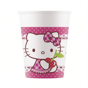 Gobelet jetable en papier cylindrique Hello Kitty, motif dessin animé mignon, 200 ml, pour fêtes, Party Love China - Product Image 1
