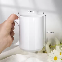 Tasse à café en céramique blanche brillante de 15 oz, avec poignée, pour sublimation