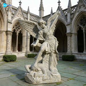 รูปปั้นนักบุญไมเคิล แองเจิล ขนาดเท่าคนจริง ทำจากหินอ่อนสีขาว สำหรับตกแต่งโบสถ์กลางแจ้ง สวนหย่อม - Product Image 3