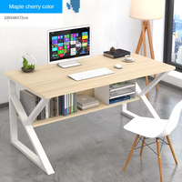 Bureau d'ordinateur moderne en bois, table d'étude à poser au sol avec étagère ouverte, poste de travail simple pour le bureau à domicile