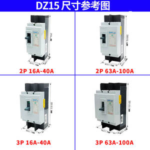 CHINT DZ15-40/2901 2P เคสแม่พิมพ์ตัดวงจร3P สวิตช์อากาศ100/3902 40A 63A ผลิตภัณฑ์100A - Product Image 2