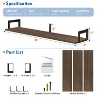 Lot de 3 étagères murales flottantes en bois rustique, support mural industriel en L, étagères de rangement pour cuisine, pour l'organisation de la maison