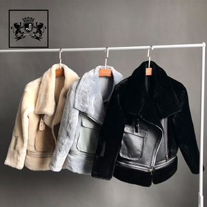 Janefur all'ingrosso pelle di pecora naturale in pelle scamosciata <span class=keywords><strong>pelliccia</strong></span> coreana calda da donna in pelle di montone cappotti con tasca - Product Image 6