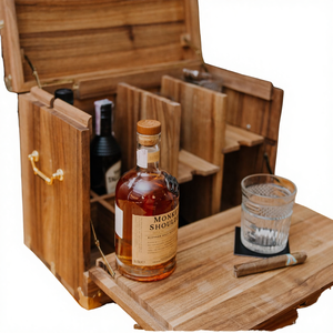 Personalized European Rustic Wood Whiskey <b>Mini</b> Bar Cabinet with Hanging Wall Wine Gift Box Beverage Tubs and Ice Bucket - Product Image 4