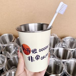 Vaso para cepillos de dientes de acero inoxidable, diseño redondo de dibujos animados, fácil de limpiar, tamaño familiar - Product Image 1