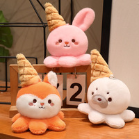 Porte-clés en peluche en forme de cônes de crème glacée, lapin, renard, phoque, canard, mini animaux en peluche de dessin animé, pendentifs adorables pour enfants