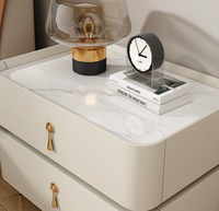 Table de chevet de luxe en bois massif blanc crème, simple, avec tiroir et pieds dorés, pour chambre à coucher