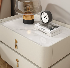 <span class=keywords><strong>Mesita</strong></span> <span class=keywords><strong>de</strong></span> <span class=keywords><strong>Noche</strong></span> <span class=keywords><strong>de</strong></span> Lujo en Color Blanco Crema, Económica, <span class=keywords><strong>de</strong></span> Madera Maciza, con Cajón Simple y Patas Doradas, para Dormitorio - Product Image 5