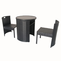 Table en rotin ronde pour jardin, patio et balcon, vente en gros d'usine, mobilier d'extérieur gain de place